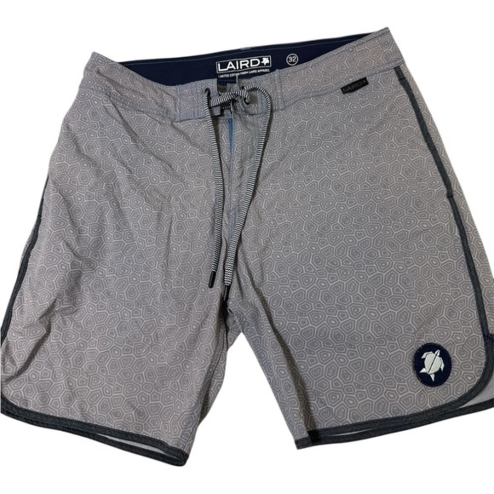 Laird Board Shorts 32 Geometric Performance Pockets 7" Zipper Drawstring Beach